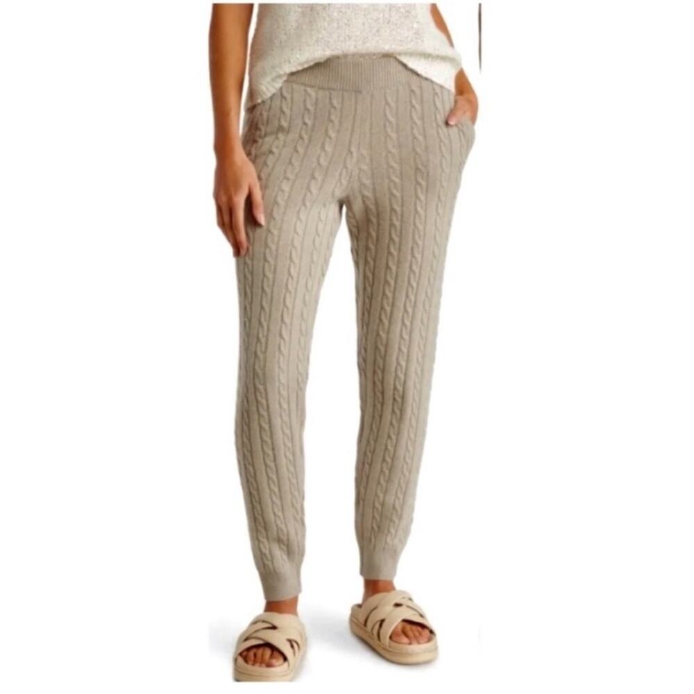 ATM Cable Knit Joggers in Pumice (Beige)- XS.